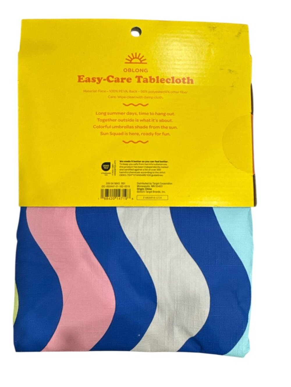 Sun Squad Easy-Care Oblong Tablecloth 60" X 84" Seats 6-8 Wipe-Clean Multicolor - Picture 3 of 4